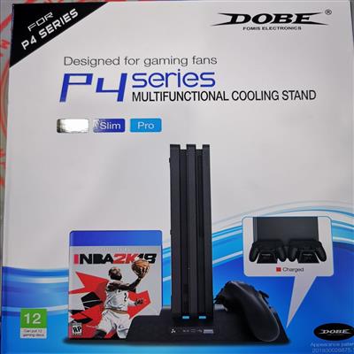 Kệ đứng liền quạt tản nhiệt PS4, sạc 2 tay, khay đựng đĩa